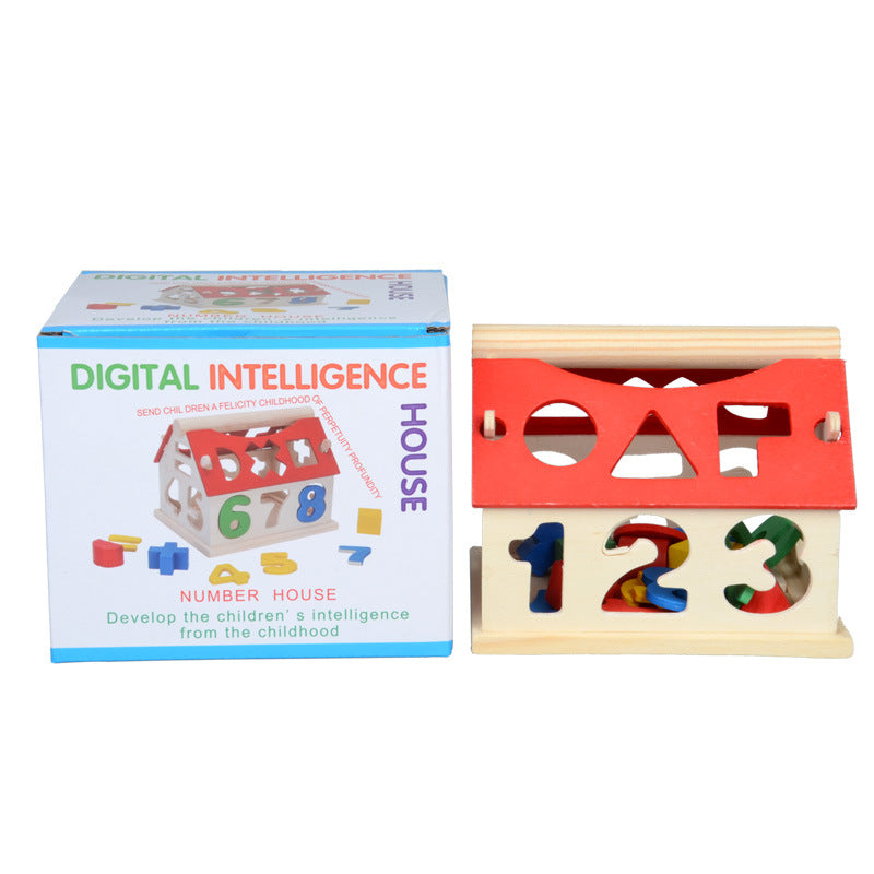 Wooden Intelligent Number & Shapes Sorting House