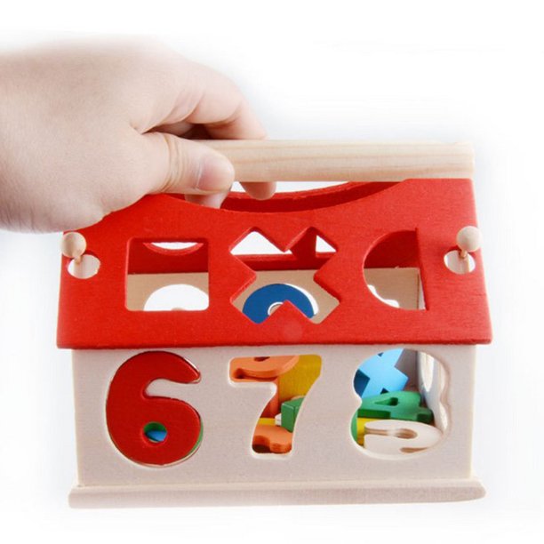 Wooden Intelligent Number & Shapes Sorting House